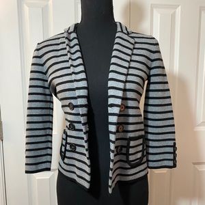 Loft Black and Gray Striped Sweater Jacket SZ XXSP